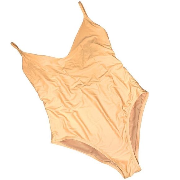 J.Crew one-piece scoop neck full coverage peach swim bathing suit size 12 - Picture 1 of 6